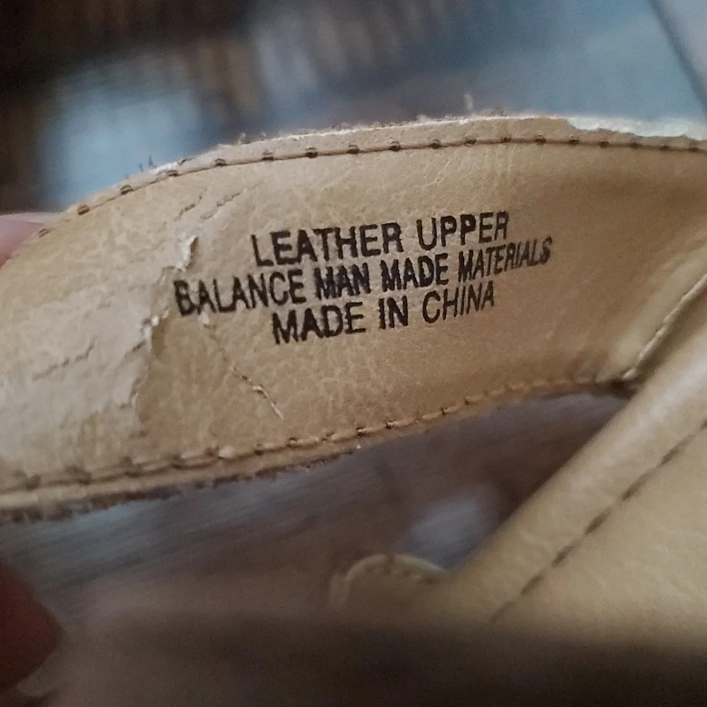 b.o.c. Tan Wedge Leather Sandals, Size 9
